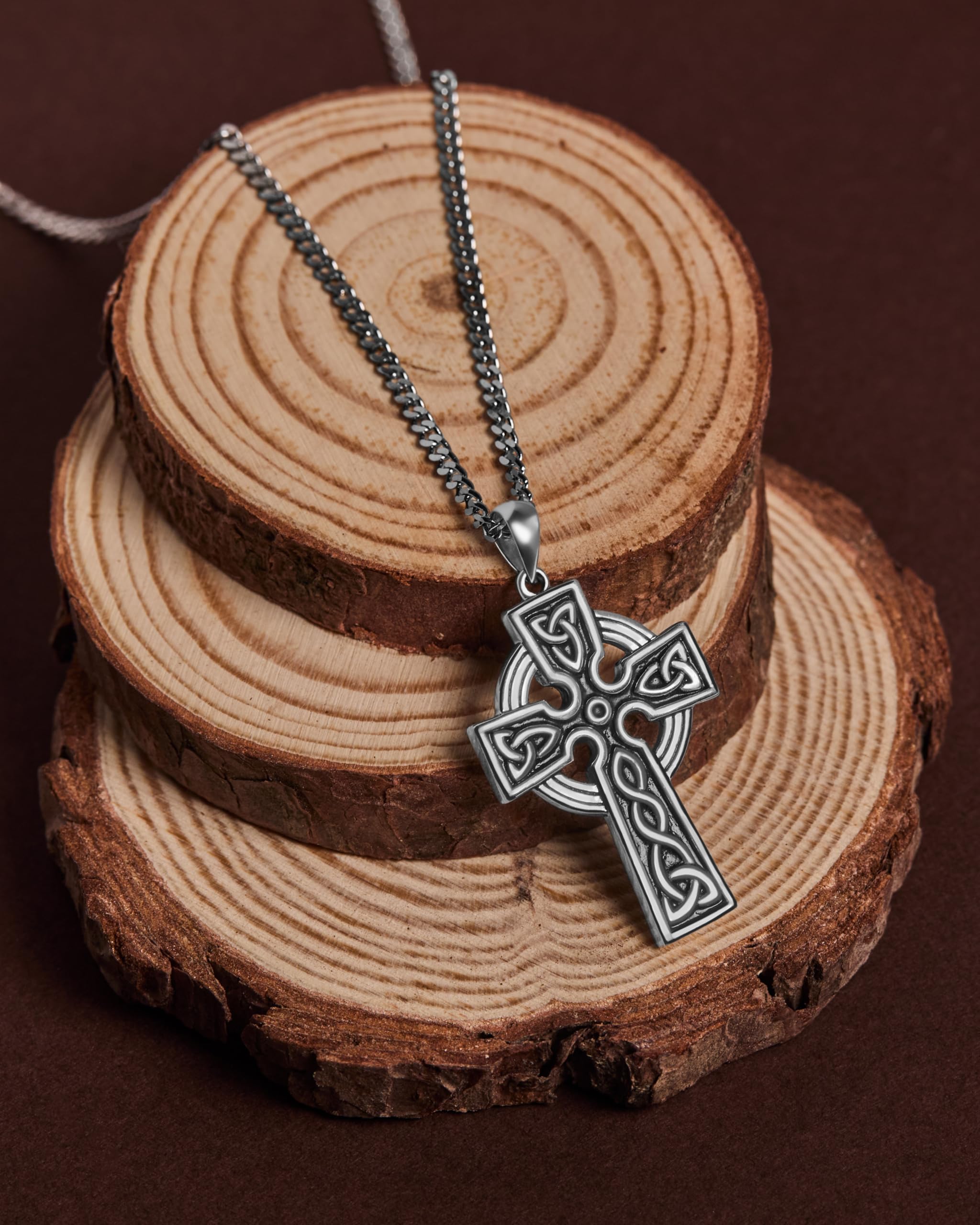Men's Double-Sided Sterling Silver Celtic Cross Necklace