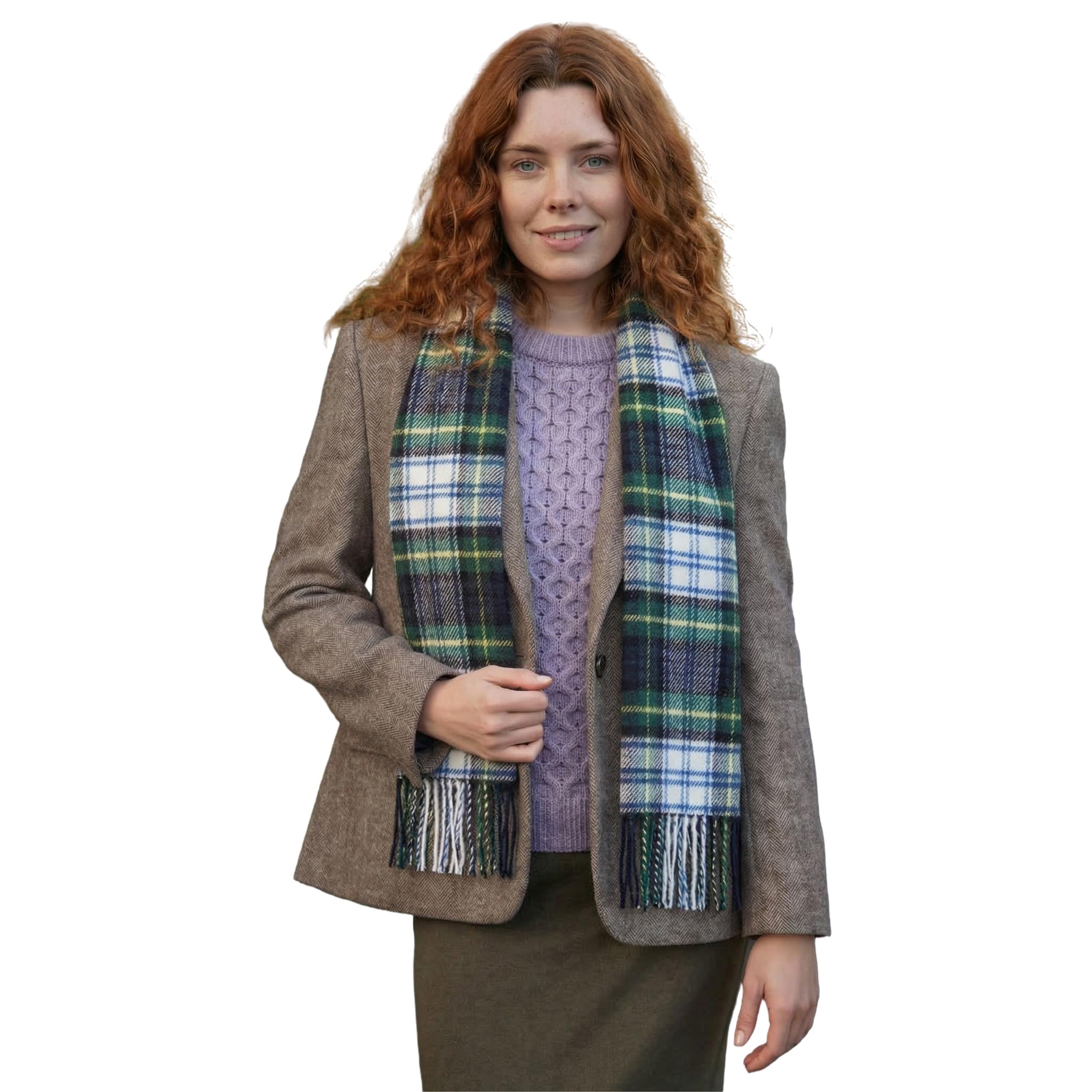 100% Irish Wool Scarf - Dress Gordon Tartan Plaid, 12" x 60", Made in Ireland