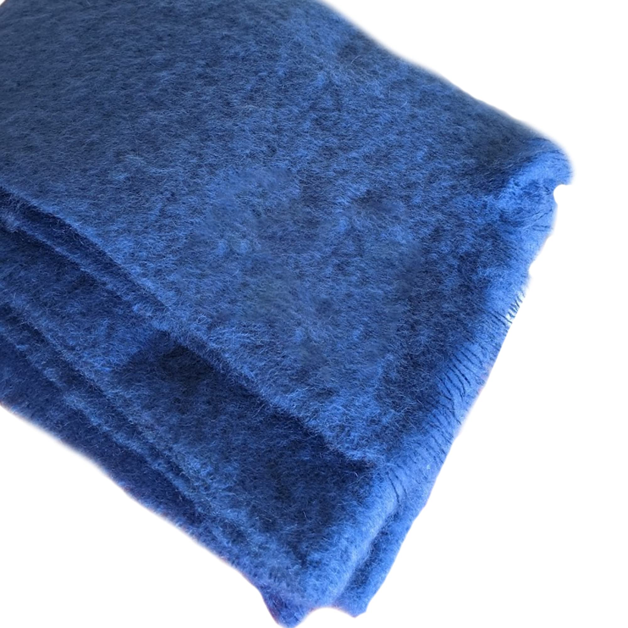 Irish Mohair Throw Blanket - Solid Blue, 70% Mohair Wool Blend (54" x 72")