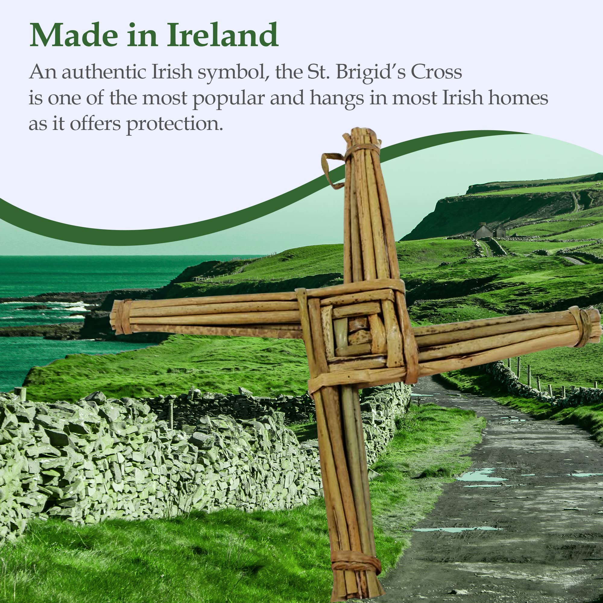 St. Brigid Cross Large Wall Hanging 10” x 10” x 1” - Handmade in Ireland