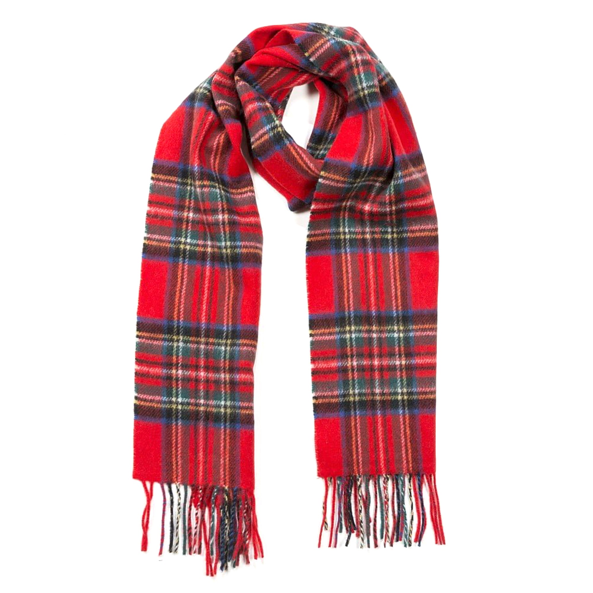 100% Irish Wool Scarf - Red Royal Stewart Tartan Plaid, 12" x 60", Made in Ireland