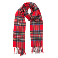 100% Irish Wool Scarf -  Red Royal Stewart Tartan Plaid, 12