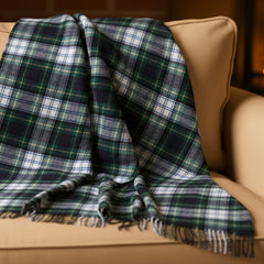 100% Irish Wool Plaid Throw Blanket, Made in Ireland, 54