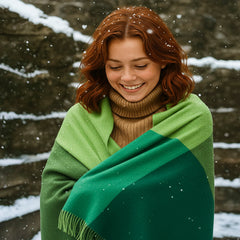 100% Irish Wool Plaid Throw Blanket, Made in Ireland, 54