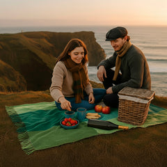 100% Irish Wool Plaid Throw Blanket, Made in Ireland, 54