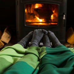 100% Irish Wool Plaid Throw Blanket, Made in Ireland, 54