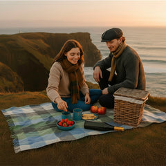 100% Irish Wool Plaid Throw Blanket, Made in Ireland, 54