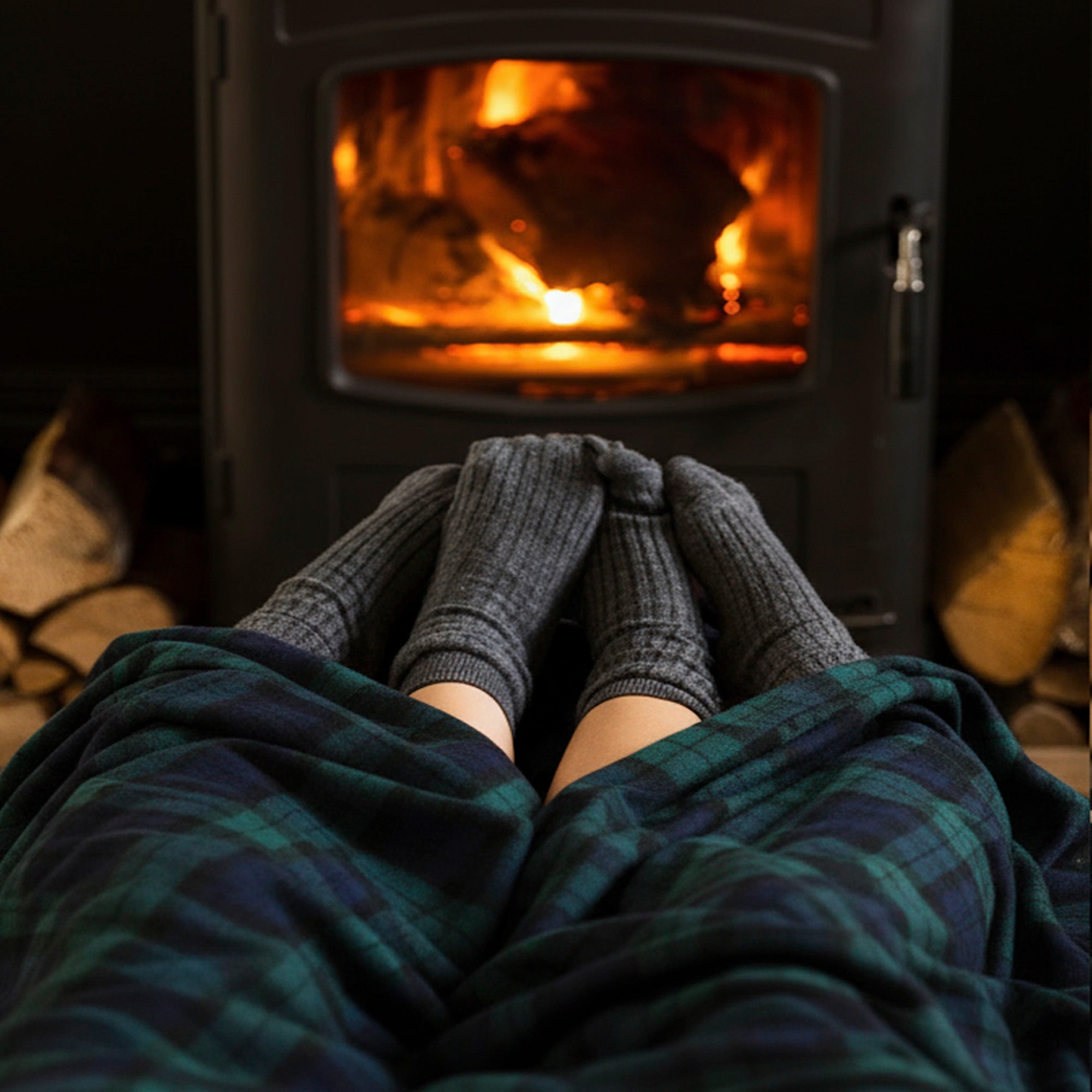 100% Irish Wool Tartan Throw Blanket - Blackwatch Plaid, 54" x 71"