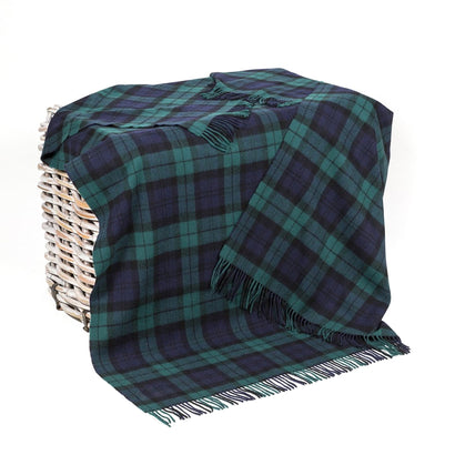 100% Irish Wool Plaid Throw Blanket, Made in Ireland, 54" x 71" Soft Warm Celtic Tartan