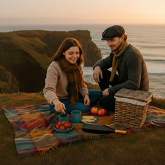 100% Irish Wool Plaid Throw Blanket, Made in Ireland, 54