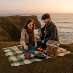 100% Irish Wool Plaid Throw Blanket, Made in Ireland, 54