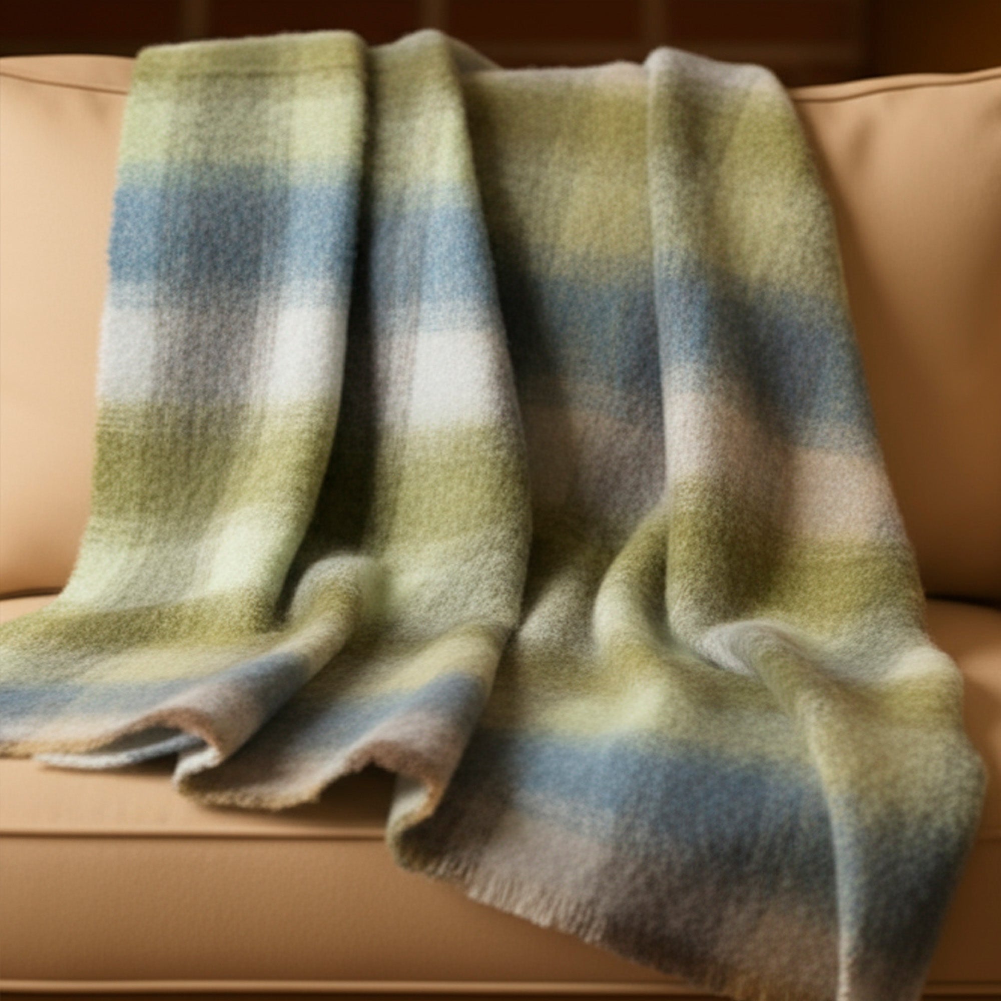 70% Mohair 30% Wool Blend Throw Blanket, 54" x 72", Fuzzy Soft, Made in Ireland