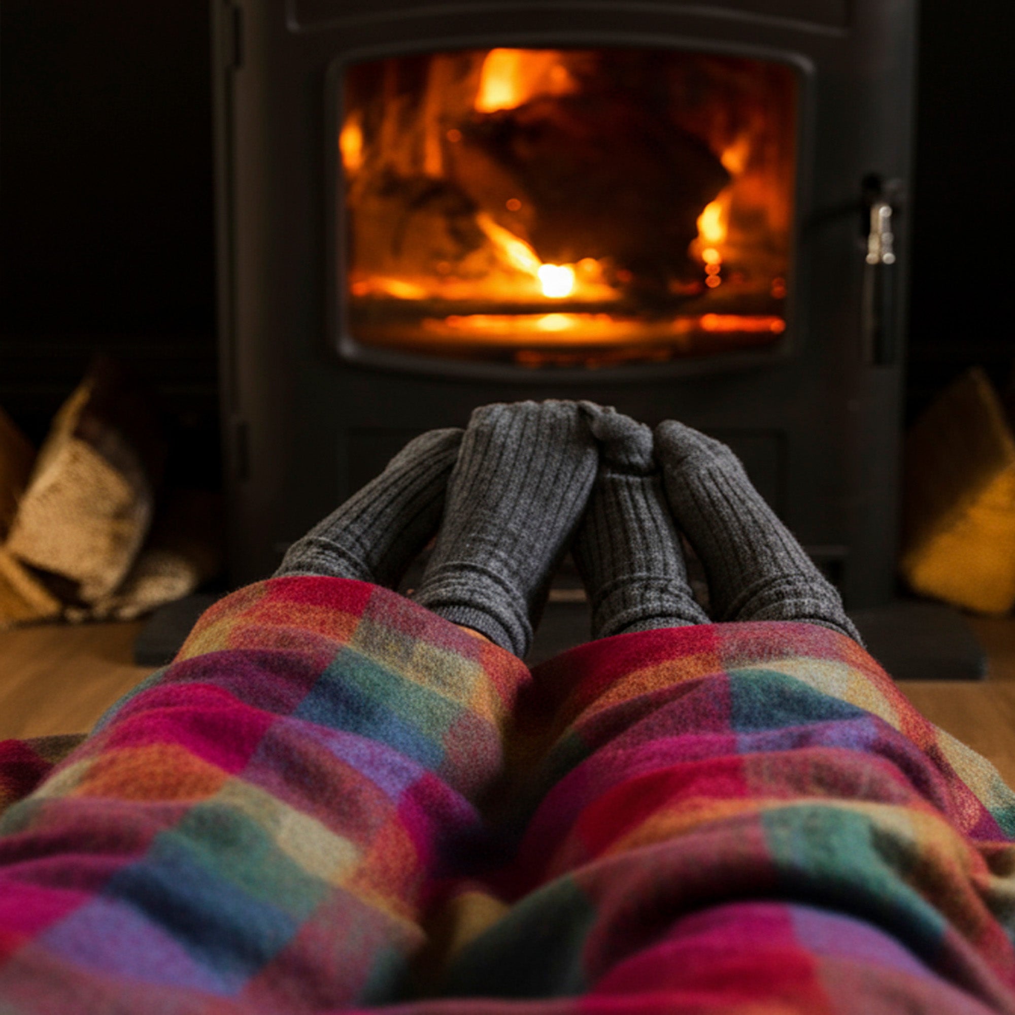 Irish Mohair Throw Blanket – Pink/Mustard/Purple/Aqua Tartan Plaid, 70% Mohair Wool Blend (54" x 72"), Made in Ireland