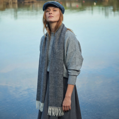100% Irish Wool Scarf - Charcoal Herringbone, 9
