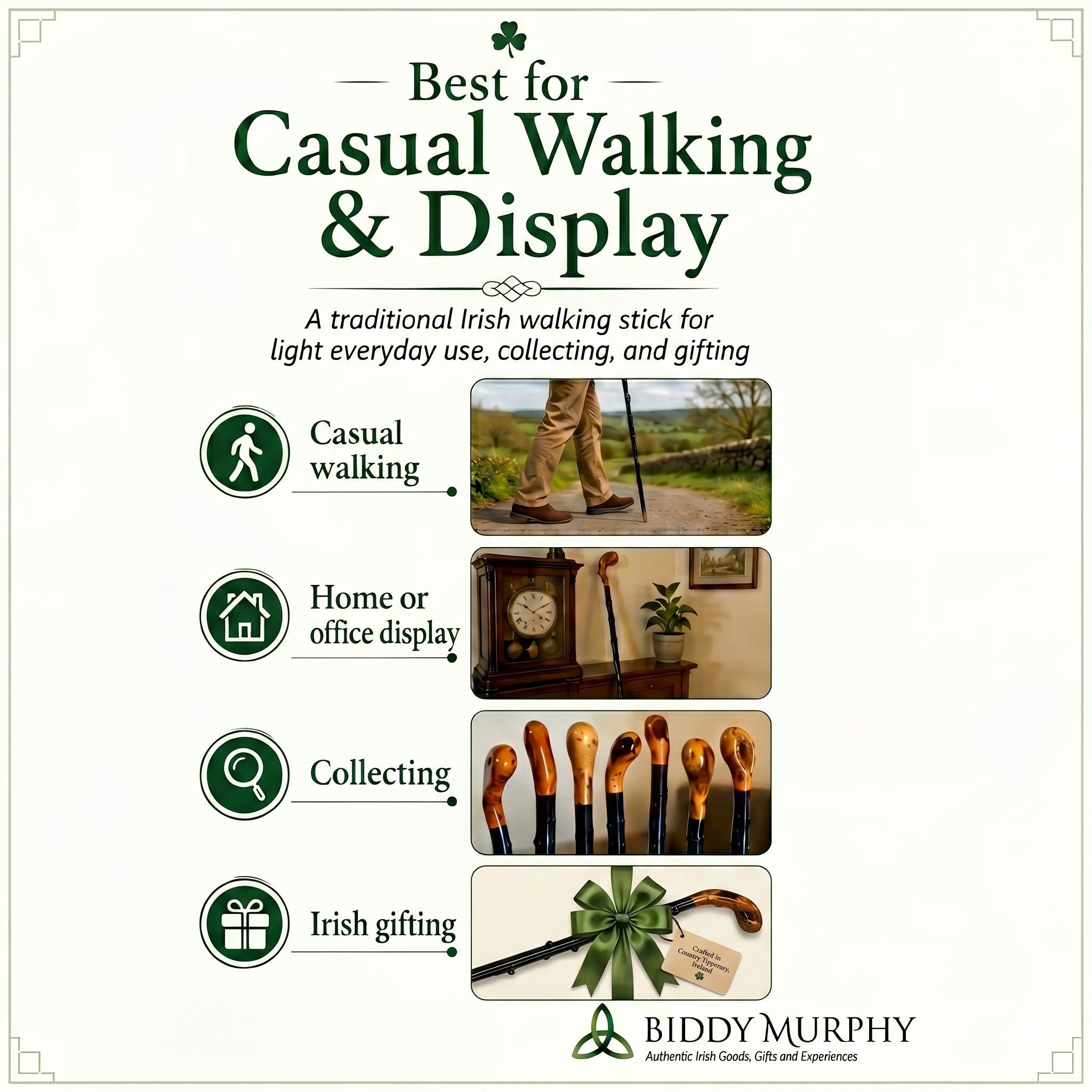 Imported Shillelagh Wooden 36" Irish Walking Stick - Handcrafted 100% Blackthorn Wood Cane (Black High Gloss Lacquered)