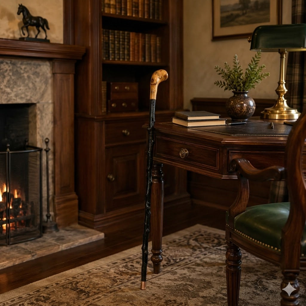 Imported Shillelagh Wooden 36" Irish Walking Stick - Handcrafted 100% Blackthorn Wood Cane (Black High Gloss Lacquered)