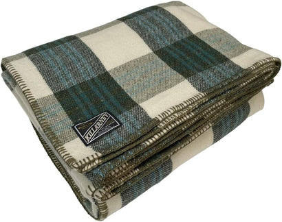 Irish Merino Lambswool Plaid Blanket – Green Check (Queen/King Size 108" x 90", Made in Ireland)