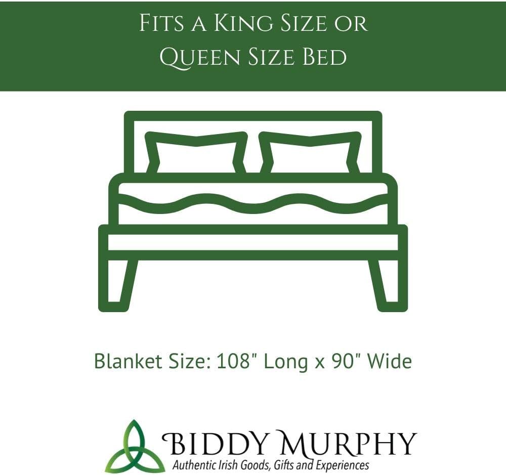 Irish Merino Lambswool Plaid Blanket – Green Check (Queen/King Size 108" x 90", Made in Ireland)