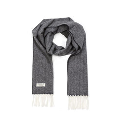 100% Irish Wool Herringbone Scarf for Women & Men - Made in Ireland (Solid Charcoal, 9" x 78")
