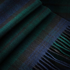 100% Brushed Merino Wool Scarf - Blackwatch Tartan Plaid, 12