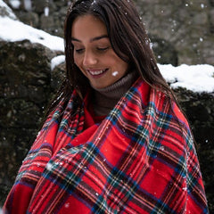 100% Irish Wool Plaid Throw Blanket, Made in Ireland, 54