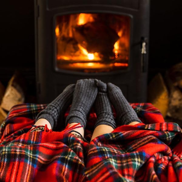 100% Irish Wool Tartan Throw Blanket - Royal Stewart Red Plaid, 54" x 71"