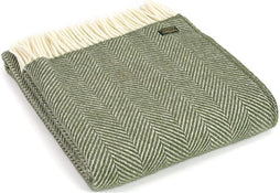 Irish 100% New Wool Throw Blanket - 55" x 65" Travel or Toss Finely Woven Classic Herringbone Pattern Heirloom Quality