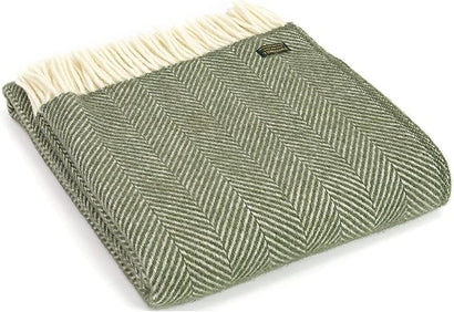 Irish 100% New Wool Throw Blanket - 55" x 65" Travel or Toss Finely Woven Classic Herringbone Pattern Heirloom Quality
