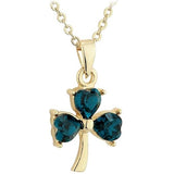 Irish Gold Plated Green Shamrock Charm Necklace - Lucky Emerald Green Celtic Jewelry