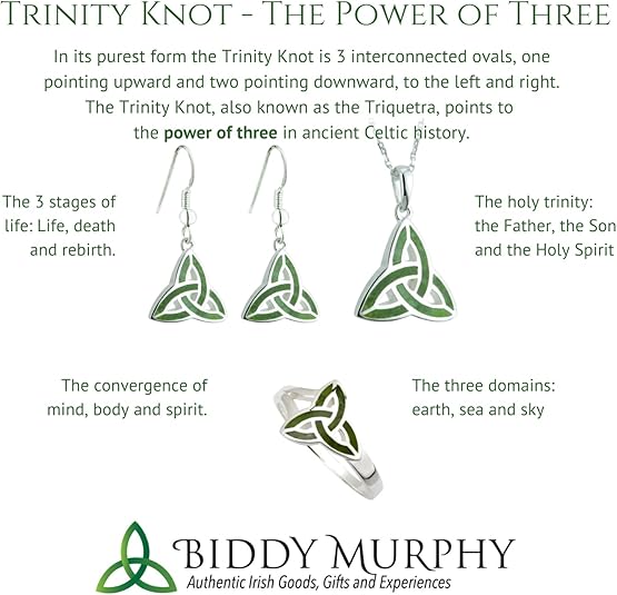 Irish Sterling Silver Green Crystal Trinity Knot Pendant Necklace for Women - 18" Chain