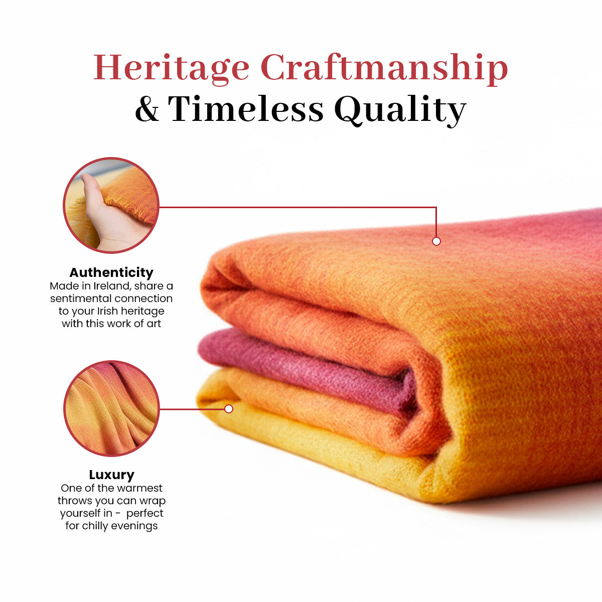Irish Mohair Throw Blanket – Pink/Yellow/Purple Tartan Plaid, 70% Mohair Wool Blend (54" x 72"), Made in Ireland