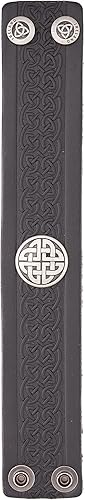 Genuine Leather Cuff Bracelet with Celtic Knot Medallion - Made in Ireland