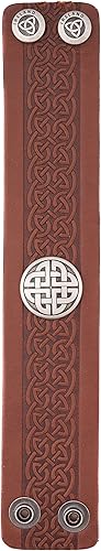Genuine Leather Cuff Bracelet with Celtic Knot Medallion - Made in Ireland