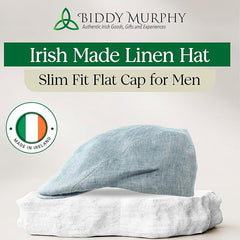 Irish Linen Newsboy Flat Cap - Blue, Lightweight & Breathable Slim Fit Hat