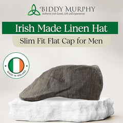 Irish Linen Newsboy Flat Cap - Charcoal, Lightweight & Breathable Slim Fit Hat