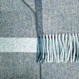 100% Merino Wool Super Soft Throw Blanket, 78" x 60" Blue/Grey Plaid Tartan, Made in Ireland