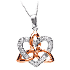 Celtic Heart in Cubic Zirconium and a Rose Gold Trinity Knot is 5/8