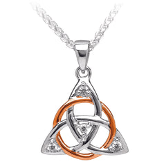 Irish Trinity Knot Pendant: Sterling Silver & Rose Gold