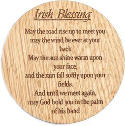 Repurposed Irish Oak Wood Drink Coaster (Irish Blessing Design) - Made in Ireland