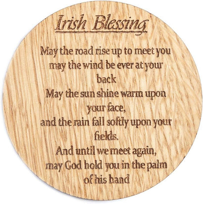 Repurposed Irish Oak Wood Drink Coaster (Irish Blessing Design) - Made in Ireland