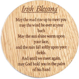 Repurposed Irish Oak Wood Drink Coaster (Irish Blessing Design) - Made in Ireland