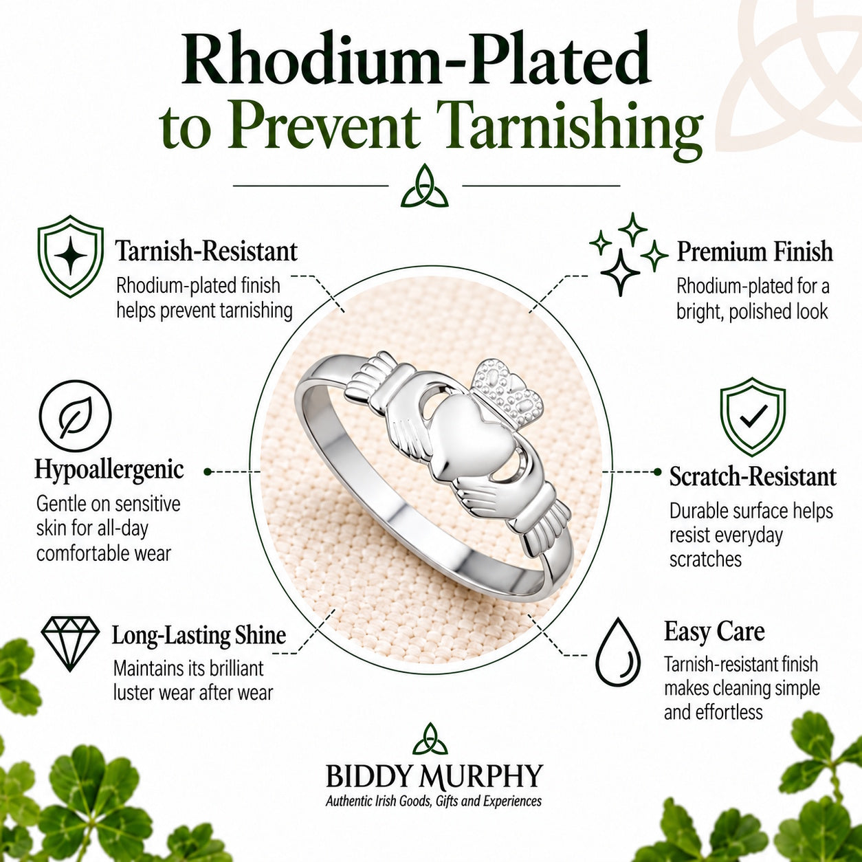 Irish Sterling Silver Lightweight Claddagh Ring for Women