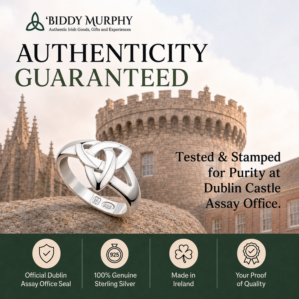 Irish Sterling Silver Trinity Knot Ring for Women