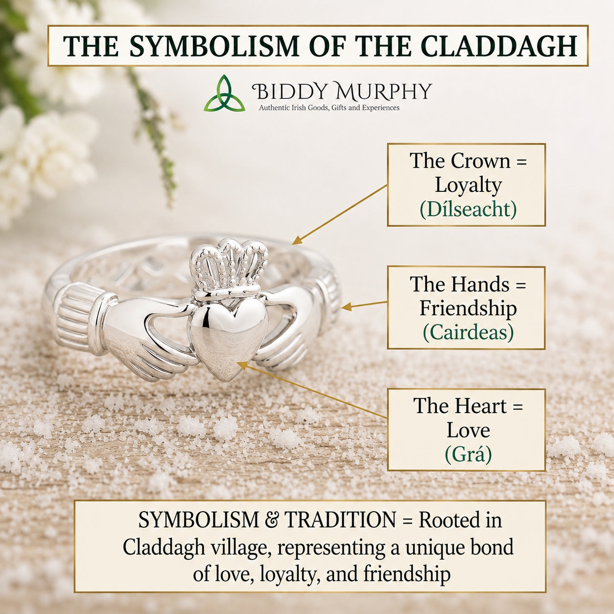 Irish Sterling Silver Weave Band Claddagh Ring for Women