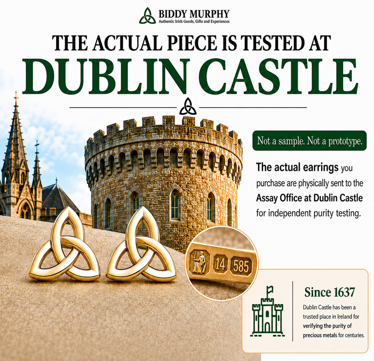 Irish 14K Gold Trinity Knot Stud Earrings