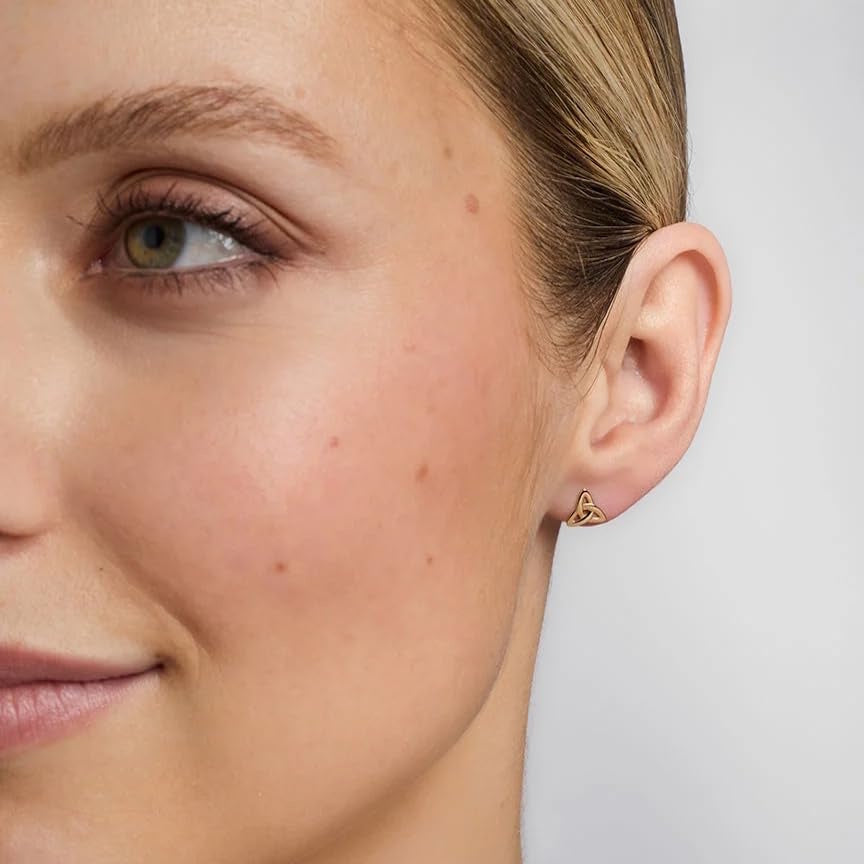 Irish 14K Gold Trinity Knot Stud Earrings