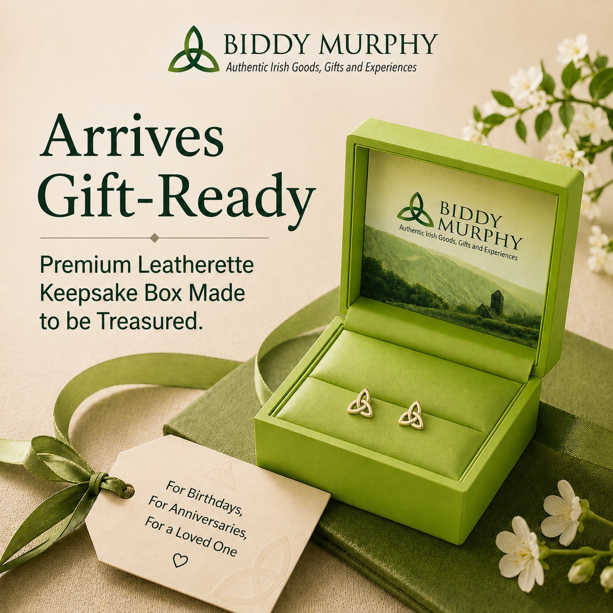 Irish 14K Gold Trinity Knot Stud Earrings