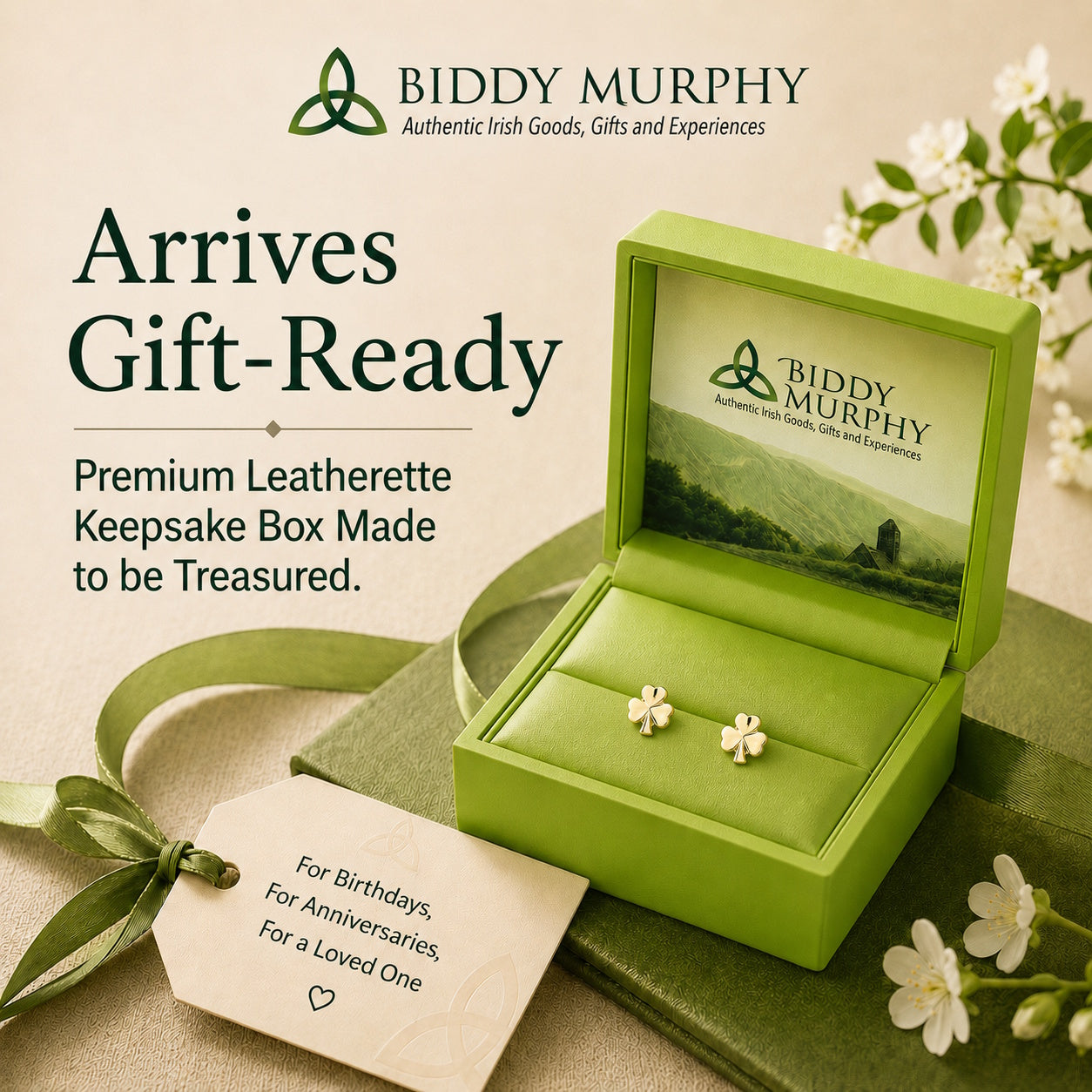 Irish Small 10K Gold Shamrock Stud Earrings