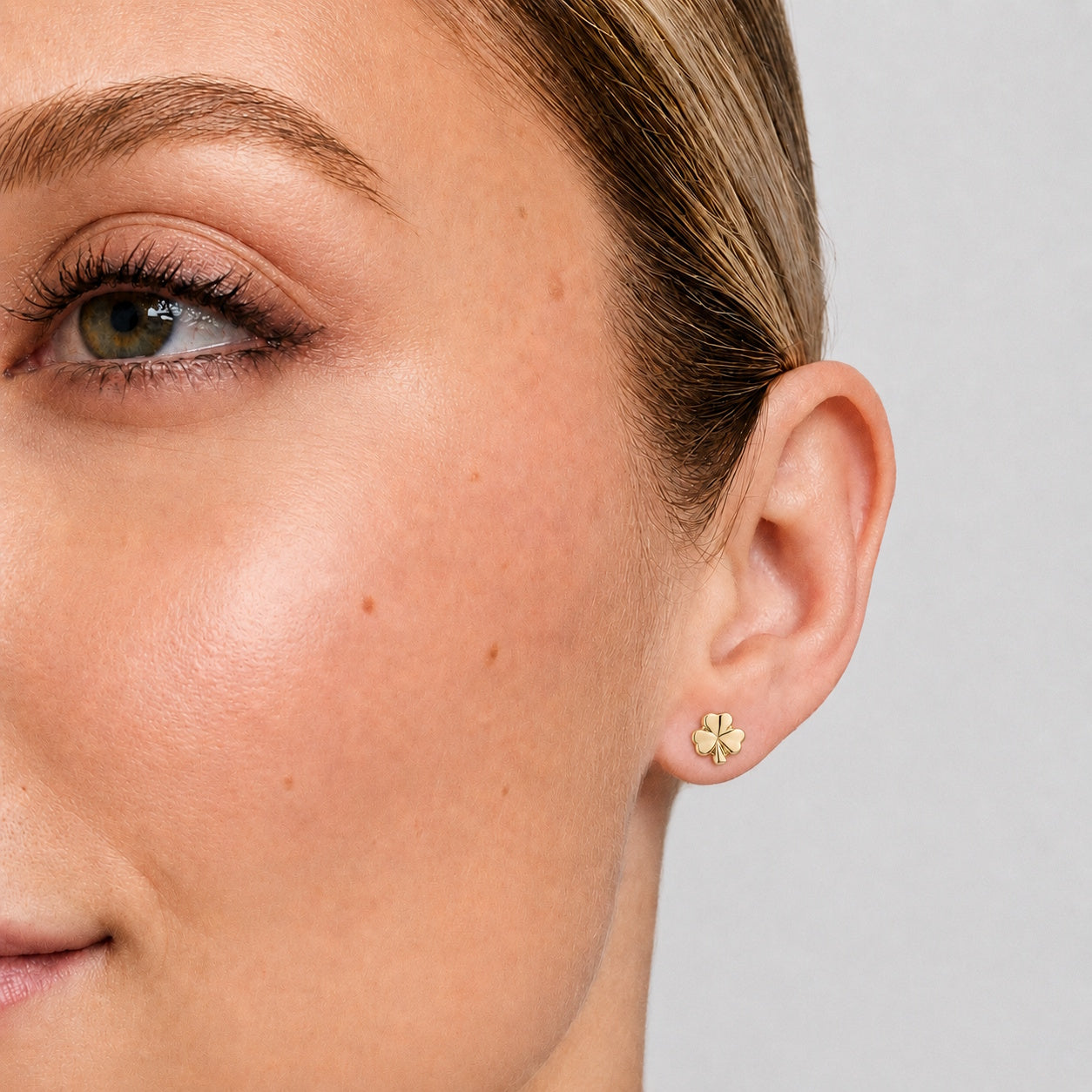 Irish Small 10K Gold Shamrock Stud Earrings