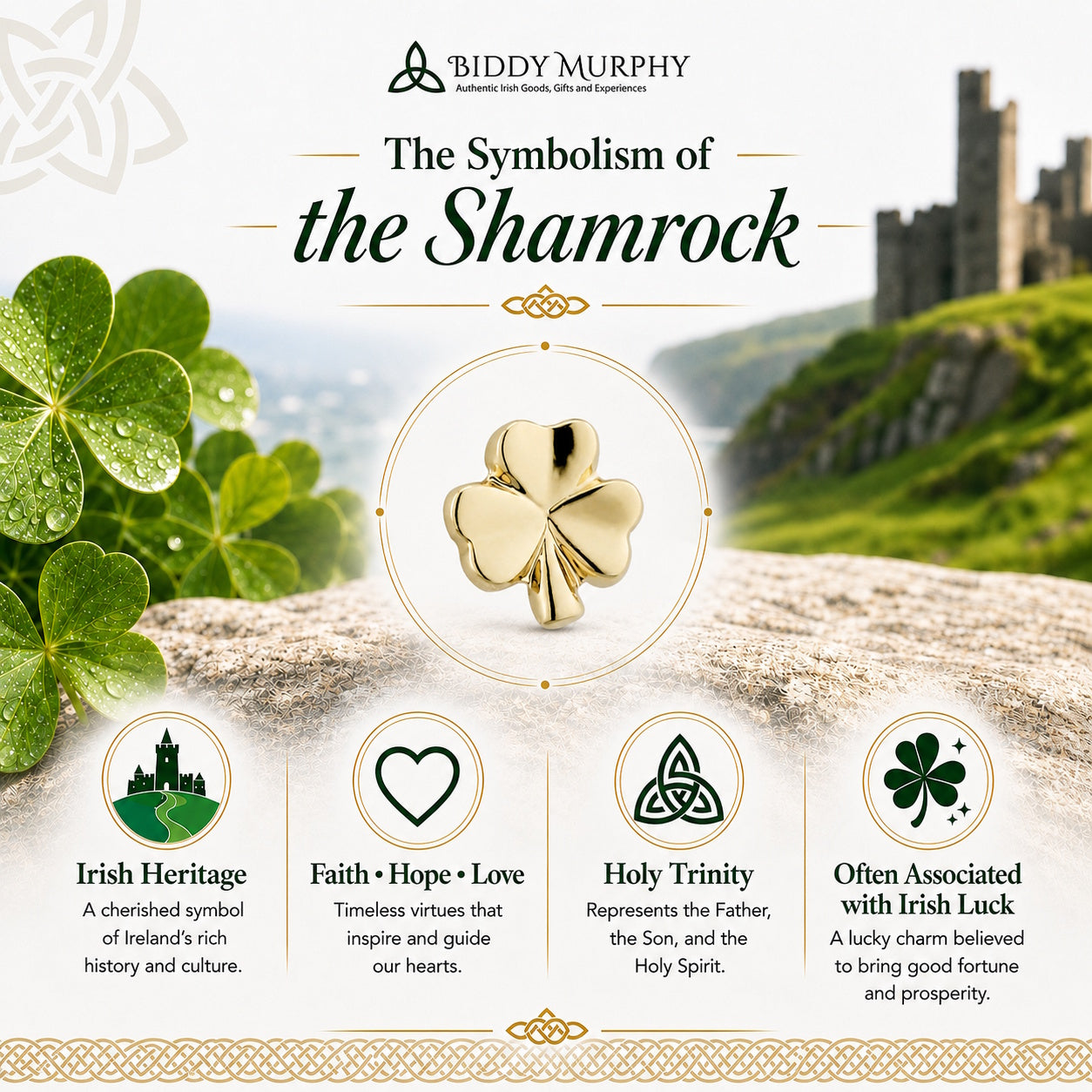 Irish Small 10K Gold Shamrock Stud Earrings